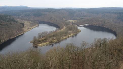 Blick auf die Saale vom Saaleturm im Februar 2019